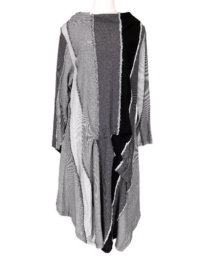 Pull long jacquard - , tricoté