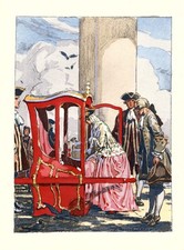 Auguste LEROUX . Casanova. la chaise à porteur ! gravure sur  papier JAPON !