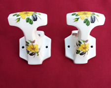 2 ANCIENNES PATERES PORTE-MANTEAUX PORCELAINE ART DECO SALLE DE BAINS VINTAGE