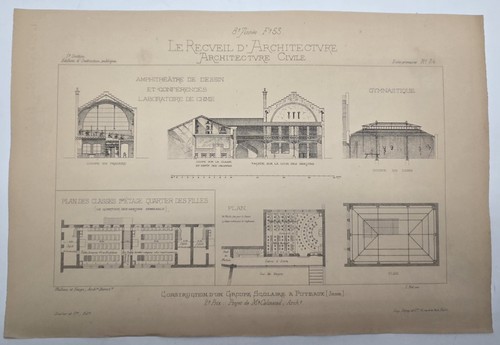 Planche gravée 1880 groupe - planche,