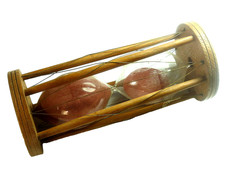 BEAU SABLIER EN BOIS LAITON ET VERRE /  ART POPULAIRE OUTIL ANCIEN MARINE ?