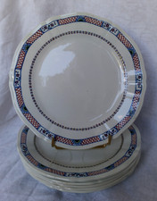 5 assiettes à dessert en faïence de Gien décor Rouen