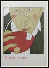 Charles MARTIN : Plaisir du nez Vin Nicolas, litho Pochoir original signé 1927