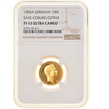 Monnaie, Etats allemands, SAXE-COBURG-GOTHA, Karl Eduard, 10 Mark, 1905, Berlin