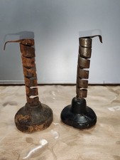 Art populaire Lot De 2 Bougeoirs Normand Rat de cave queue de cochon 18 , 19 éme