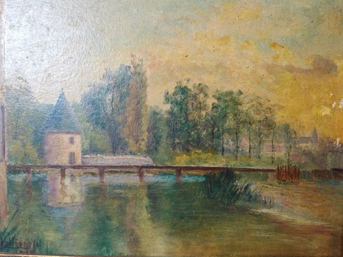 Huile sur panneau - , signée