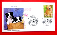 ENVELOPPE FDC  SUR SOIE  1er jour : 2006  ANIMAUX DOMESTIQUES     LE CHIOT