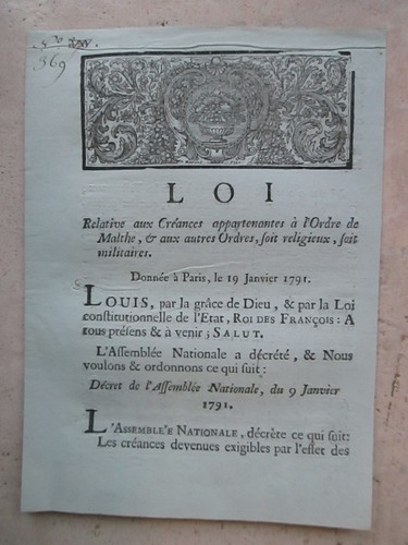 Loi 1791 créances - 1791, :