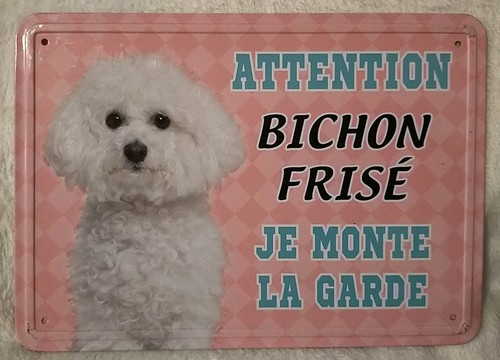 Plaque attention bichon - plaque, frisÉ