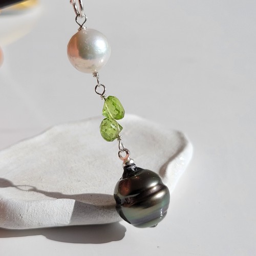 Pendentif argent perle - pendentif, noire