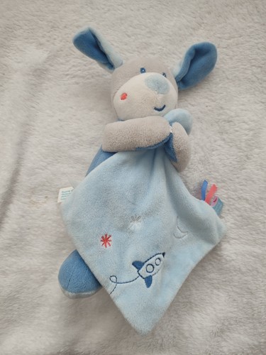 Doudou chien bleu - chien, gris