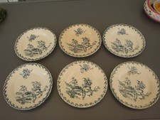 Anciennes assiettes demi creuse de GIEN modèle chardons bleus