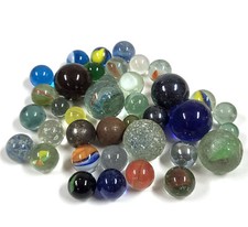 Vintage Verre Solide Transparent Chats Oeil Tourbillon Billes Mixte Lot 300g