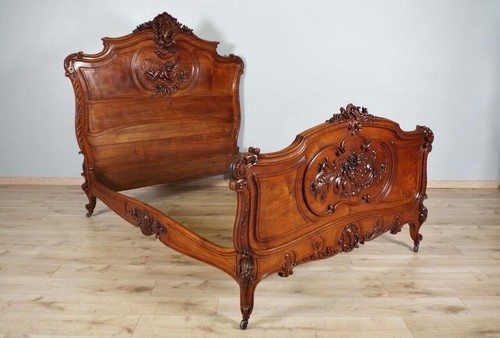Lit louis rocaille noyer - louis, xv