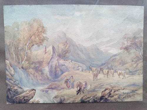 Aquarelle campagne anglaise - aquarelle,