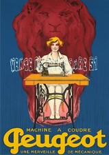 Pub - Machine à coudre Peugeot - affiche plastifiée