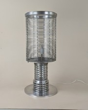 Grande Lampe de Table Postmoderne Style Henri Mathieu Aluminium Vintage 1980
