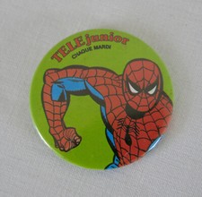 SPIDERMAN, badge ancien télé junior spiderman, badge spiderman, TELE JUNIOR .