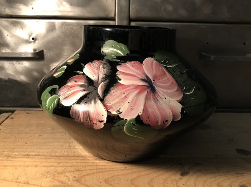 Vase verre décor floral - vase,