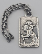 Porte clés Ancien Argent Massif St Christophe XIXe Art Déco Vintage Rare #BR# F3