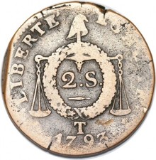 O9207 Rare Convention 2 Sols aux balances An II 1793 T nantes ->Make offer