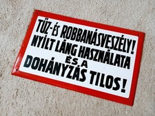 plaque Emaillée ancienne Industrielle Hongroise 1960s Usine Loft 39.5 x 24.5 cm