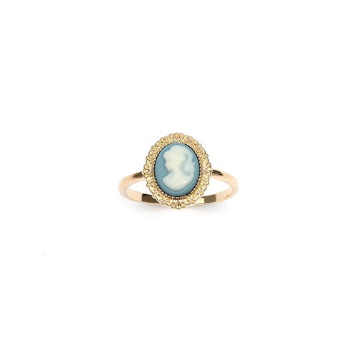 Bague camée fond bleu bord