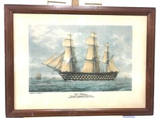 ANCIENNE REPRODUCTION AQUARELLE DE F. ROUX BATEAU LA VALMY