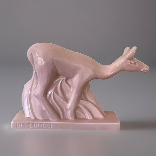 Sculpture biche rose signé - rose,