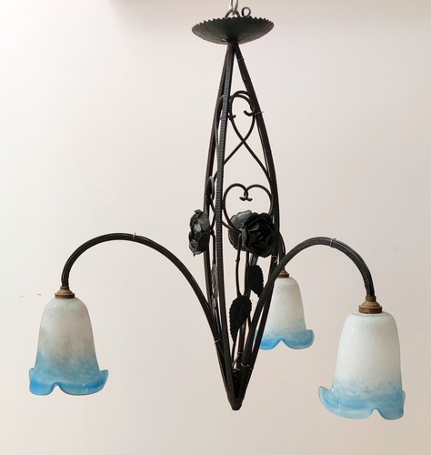 Lustre tulipes pate verre - lustre, 3