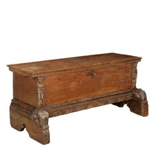 Banc Ancien Noyer Espagne Gravé XVIIIe Siècle Original