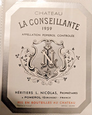 étiquette de vin 1959  chateau la conseillante Pomerol