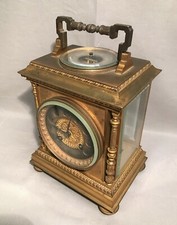 Pendule de voyage Anglaise isochronal, baromètre, thermomètre bronze doré 