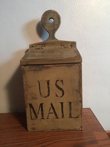 Primitive wooden mail box - wooden,