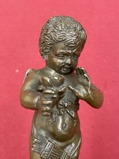 Statuette Bronze Chérubin Ange Ailé Angelot Socle Marbre XIXe Siècle Rare