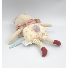 Doudou lapin blanc beige rose
