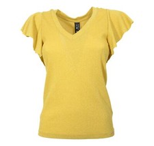 MDM Mademoiselle Du Monde T-Shirt Femme Lurex Modèle 4957 Couleur Jaune