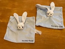 O 2 Doudou Kimbaloo La Halle Lapin Plat Carré Blanc Bleu Mon Premier  Fil Gris