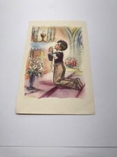 ANCIENNE IMAGE ILLUSTRATRICE GERMAINE BOURET 10X5  ENFANT GARCON PRIERE