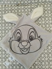Doudou plat Panpan gris oreilles fourrure blanche Disney Baby