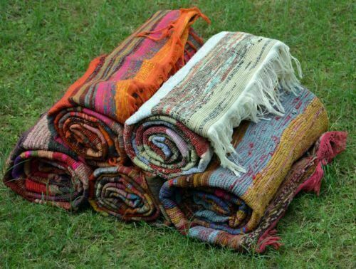 Tapis chindi indien fait