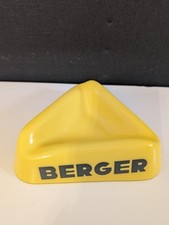 CENDRIER BERGER ANCIEN VINTAGE TRIANGULAIRE OPALINE JAUNE ( Ricard, bistrot )