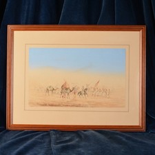 Aquarelle Orientaliste L Gaby Vers 1900 Dromadaires, Chevaux...