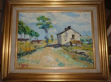 Tableau gouache P GHUYS encadré Bruxelles XXème toile peinture