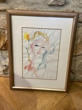 Tableau visage femme coloré de Ernesto Treccani