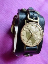 MONTRE BRACELET UN DOLLAR TRESSA PLAQUE OR TYPE "BIKER"