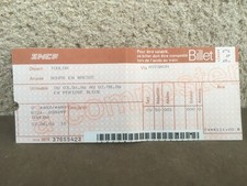 Ancien billet de train  / Toulon Bourg en Bresse / 1986 / SNCF / Collection