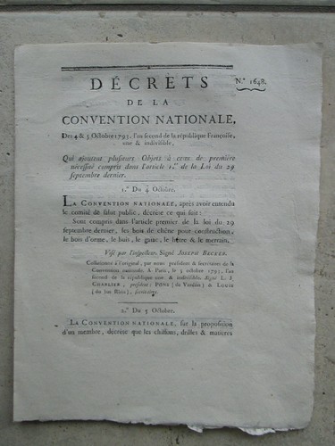 Décret 1793 bois - :, chiffons