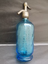 Siphon a eau de seltz Verre bleu Albert Guigon Limonade Annecy Hauteur 30 cms