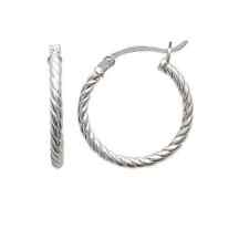 Boucles D'oreilles Créoles Torsadées En Argent Massif 925/1000 Bijoux Femme